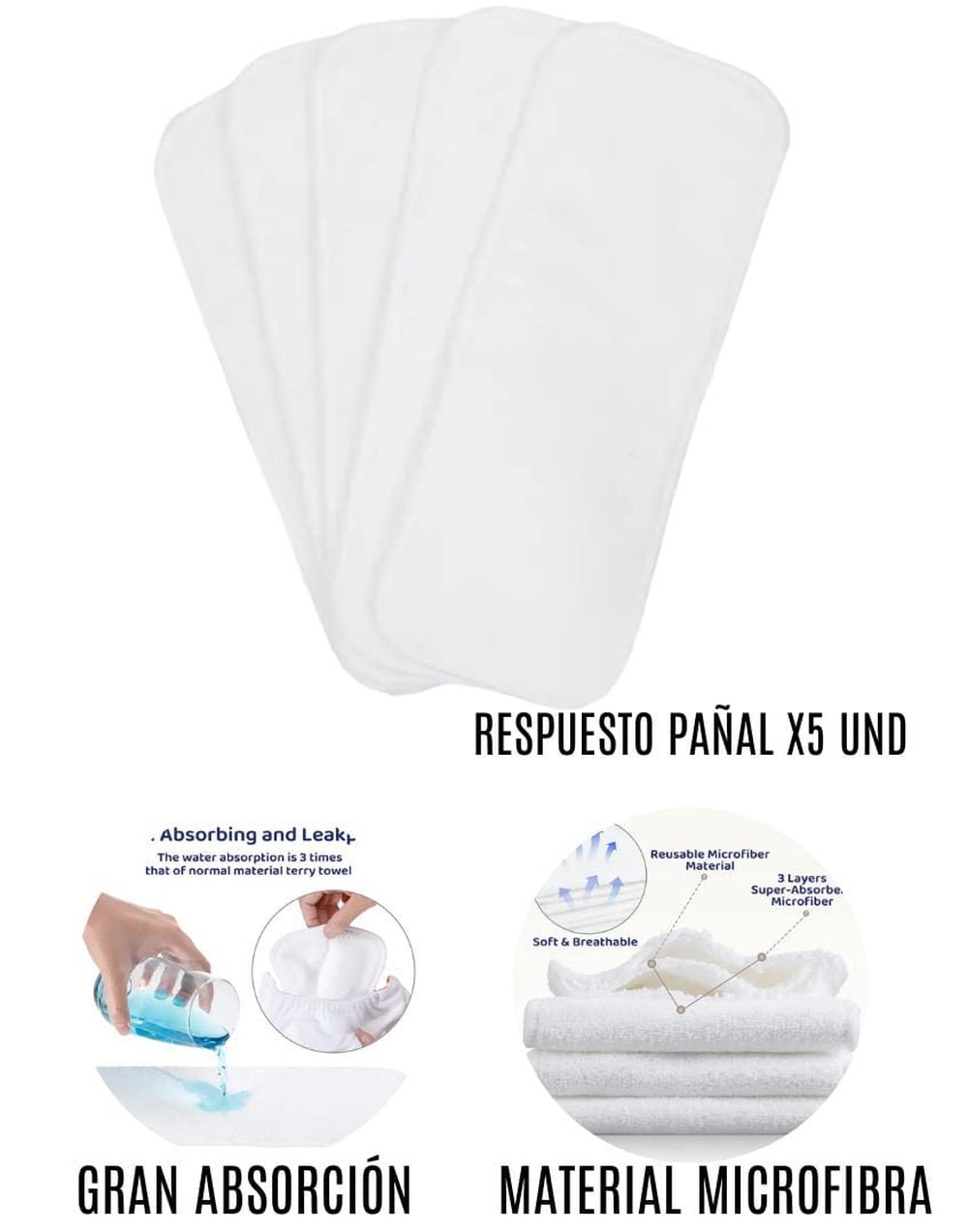 Repuesto de pañal ecologico x 5